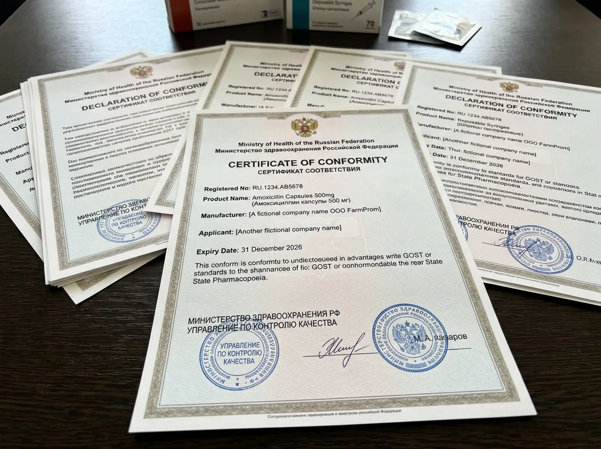 Сертификаты соответствия лекарственных препаратов и расходных материалов, одобрено Минздравом России, официальные документы на медикаменты